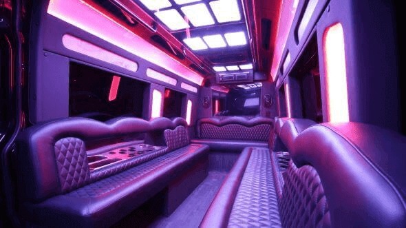 Interior of Vacaville Party Bus Company's 14 Passenger Sprinter Limousine in Vacaville