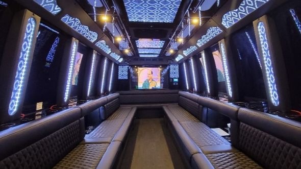 Interior of Concord Party Bus Company's 28 Passenger Party Bus in Concord