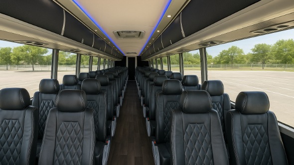 Interior of Santa Rosa Party Bus Company's 47 Passenger Charter Bus in Santa Rosa