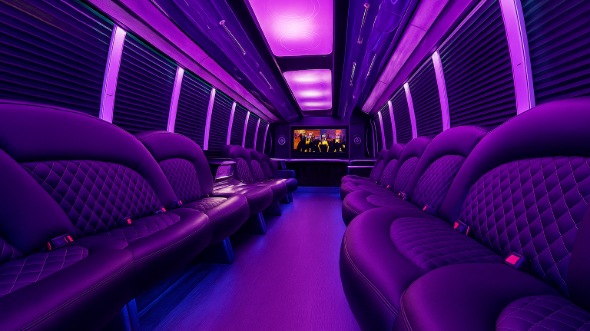 Interior of Fairfield Party Bus Company's 50 Passenger Party Bus in Fairfield