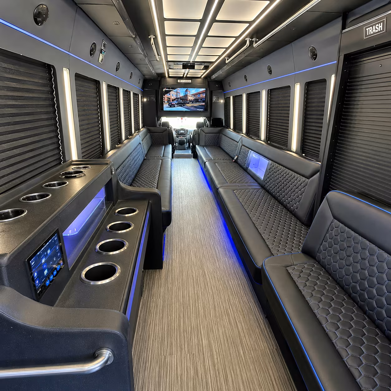 Santa Rosa Private Event Transportation party bus interior